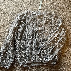 She + Sky frill grey sweater
